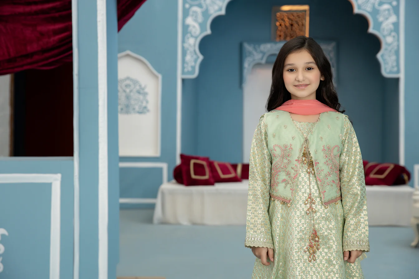 3pc Formal Embroidered Girls Dress 02 - Image 3