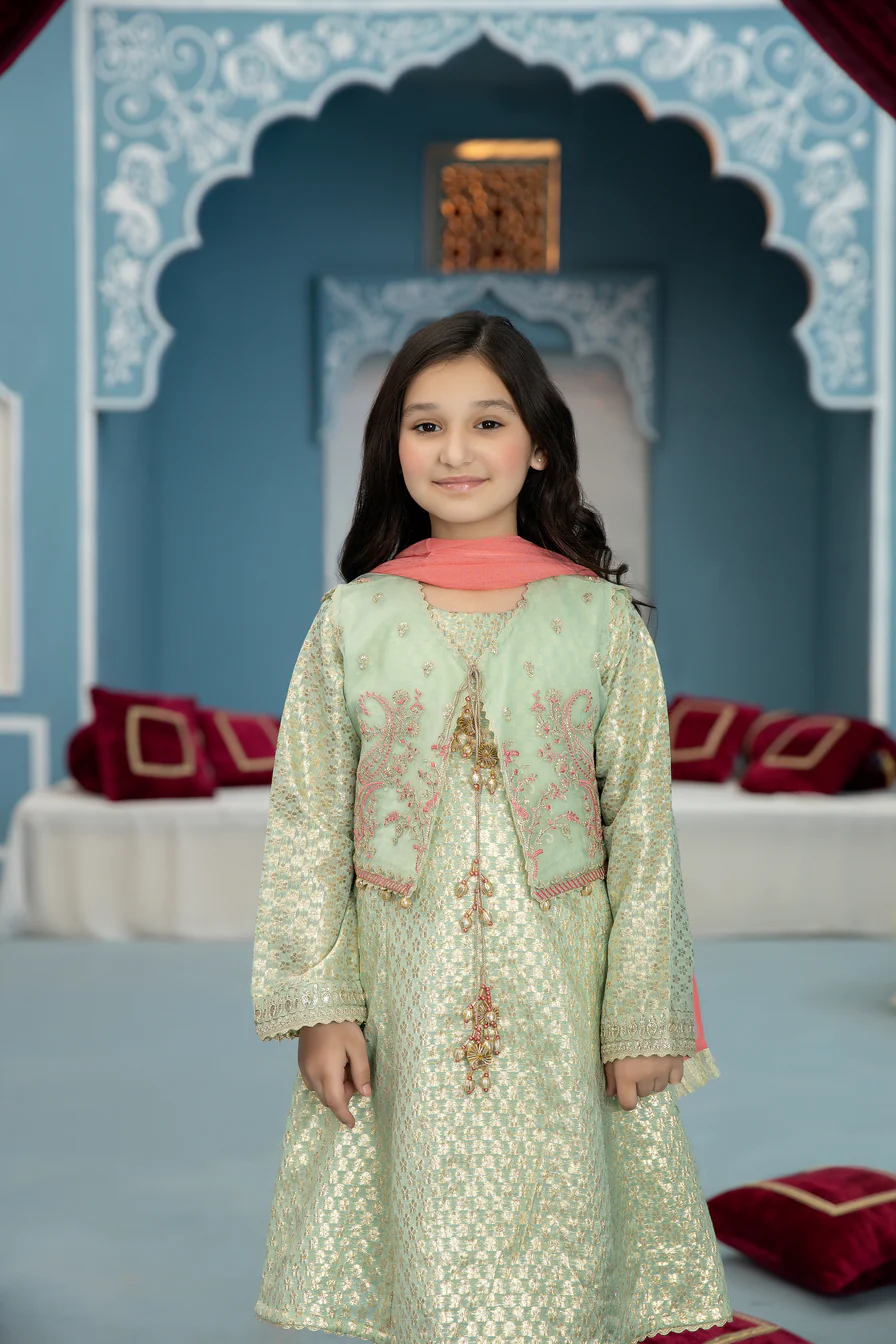 3pc Formal Embroidered Girls Dress 02 - Image 4