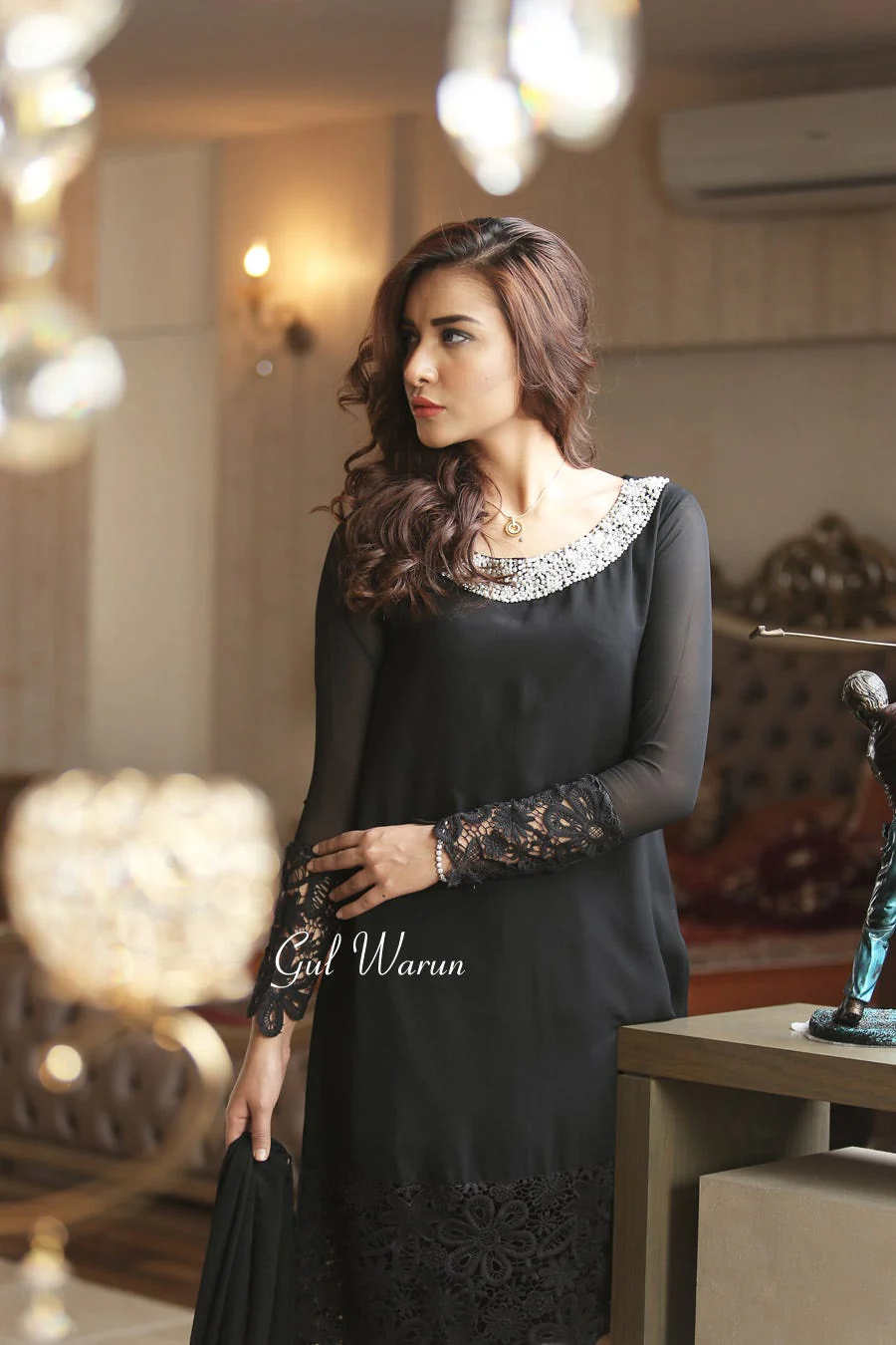 Black Lacework dress by Gul warun - Image 4