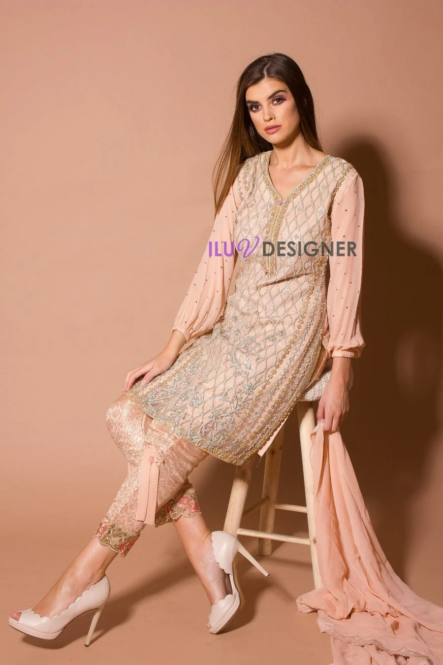 Full Handwork Formal Dress by Sakeena Hasan - Image 3