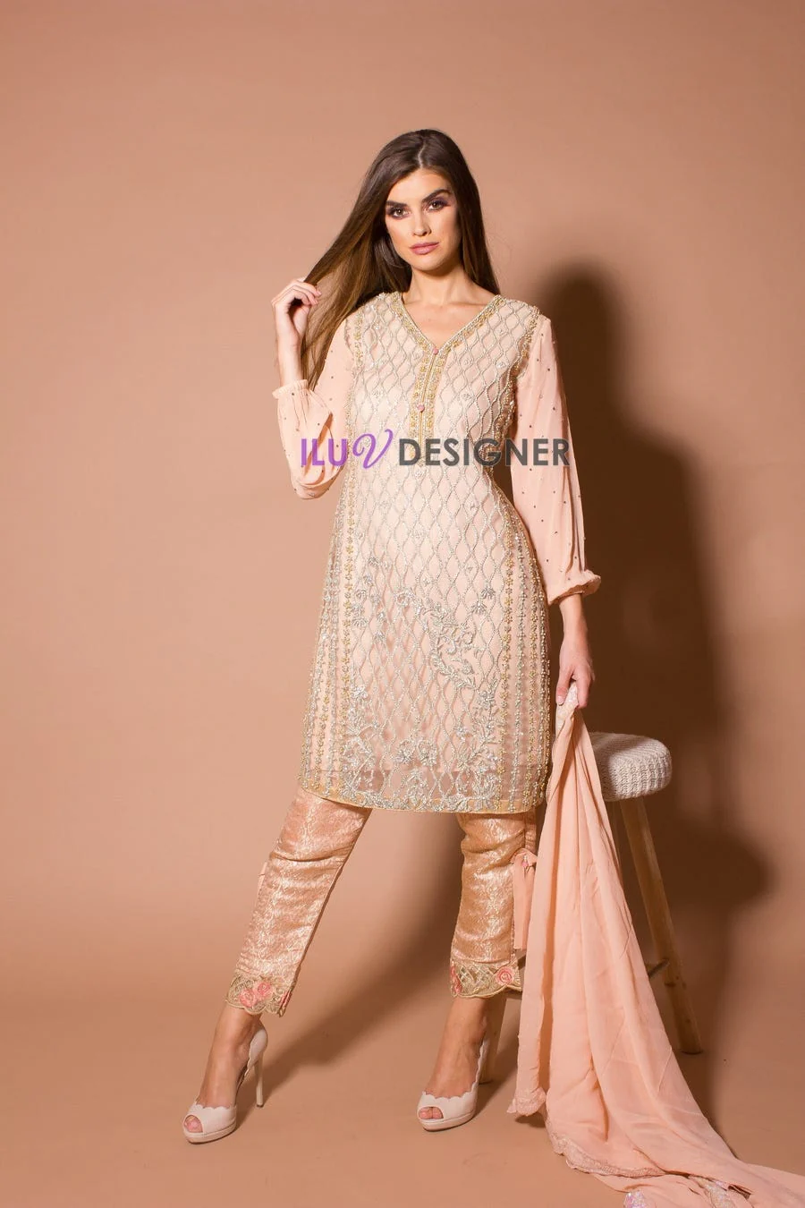 Full Handwork Formal Dress by Sakeena Hasan - Image 4
