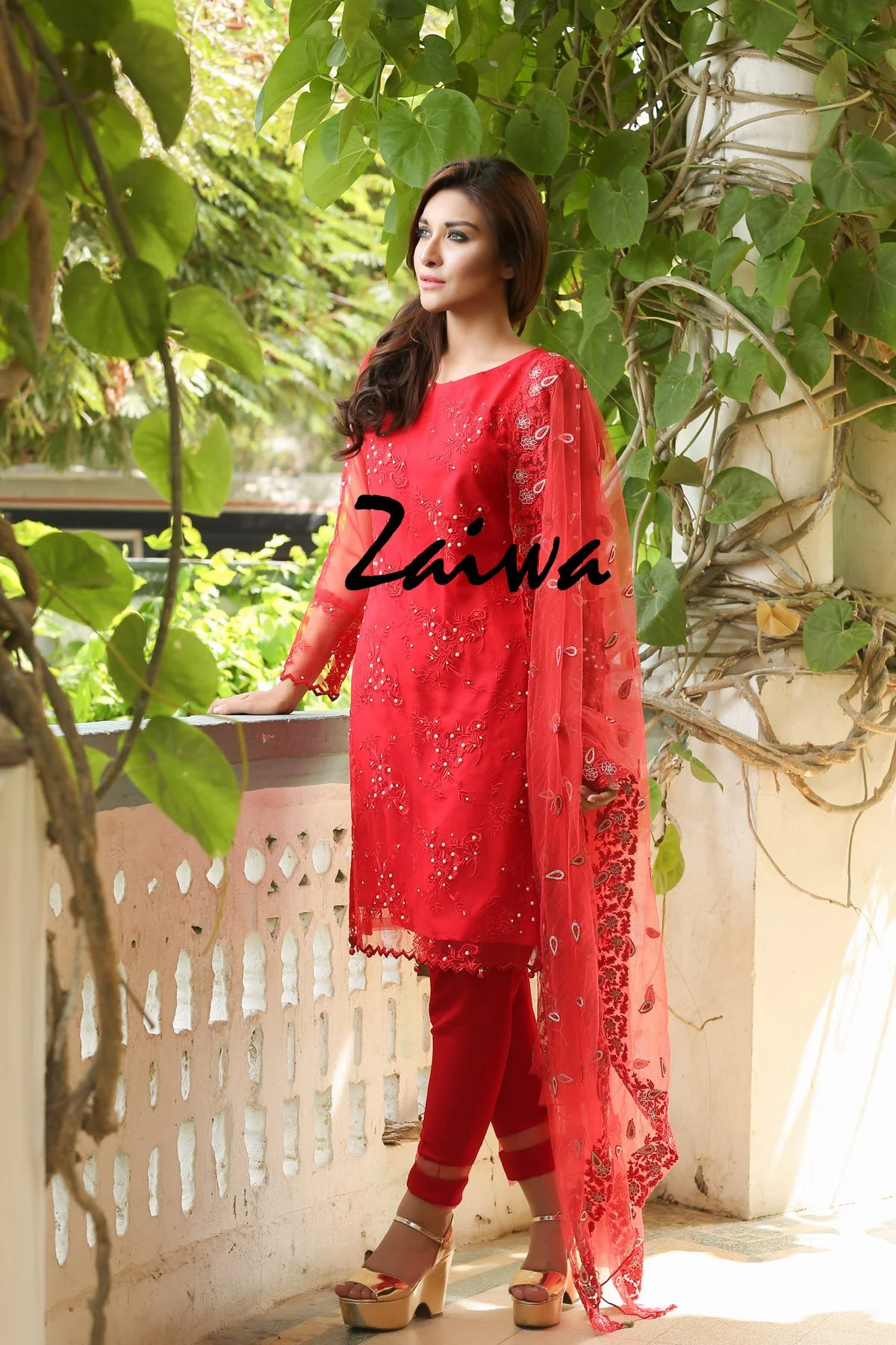 Red Charm luxury Pret by Zaiwa - Image 5