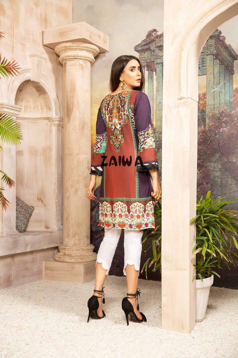 Winter Ready to Wear Embroidered Kurta by Zaiwa 05 - Image 3